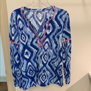 Lilly Pulitzer Blue and Pink Patterned Top